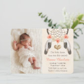 Koral Mint Boho Dreamweaver Birth Announement Aankondiging (Staand voorkant)