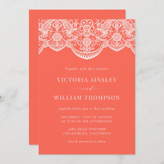 Koral Mod Moroccan lok pattern Weddenschap Kaart (Voorkant / Achterkant)