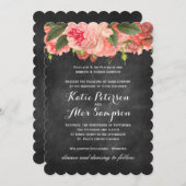 Koral Peonie Chalkboard Weddenschap Kaart (Voorkant / Achterkant)