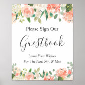 Koral Perzik Garden Floral Weddenschap Poster (Voorkant)