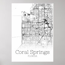 Koral Springs Map - Florida - City Map Poster