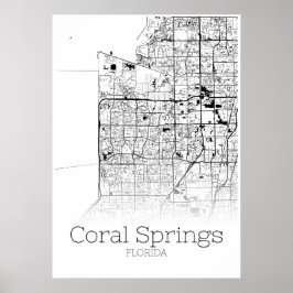 Koral Springs Map - Florida - City Map Poster