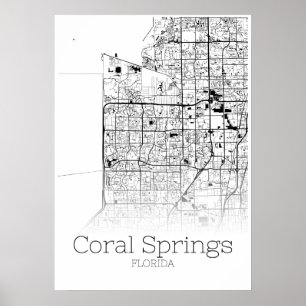 Koral Springs Map - Florida - City Map Poster