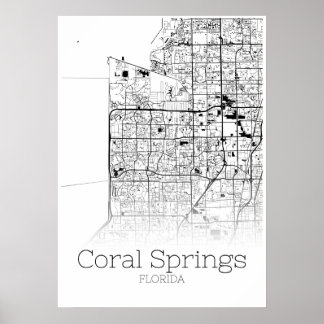 Koral Springs Map - Florida - City Map Poster