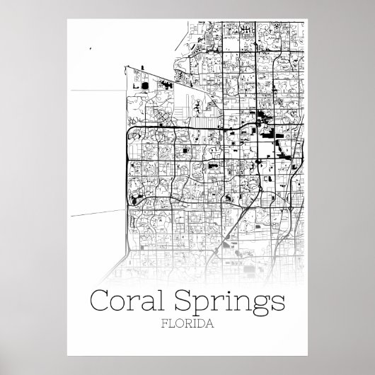 Koral Springs Map - Florida - City Map Poster (Voorkant)