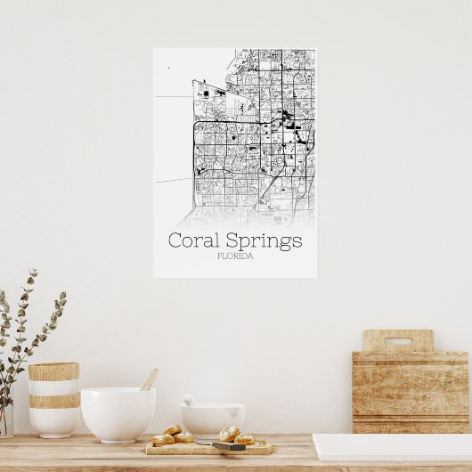 Koral Springs Map - Florida - City Map Poster (Keuken)