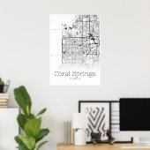 Koral Springs Map - Florida - City Map Poster (Thuiskantoor)