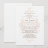 Koral Subtle Damask Wedding Invite Kaart (Voorkant / Achterkant)