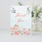 Koral Sweet Mermaid Zee Girl Baby shower Dank je Bedankkaart (Staand voorkant)