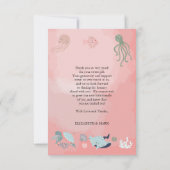 Koral Sweet Mermaid Zee Girl Baby shower Dank je Bedankkaart (Achterkant)
