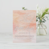 KORAL WATERVERF MODERN WEDING KAART (Staand voorkant)