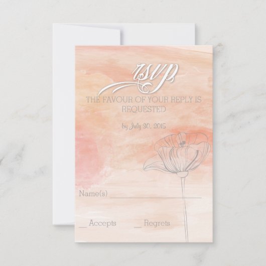 KORAL WATERVERF MODERN WEDING RSVP KAARTJE (Voorkant)