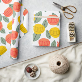 Koralen en goudbloemen cadeaupapier