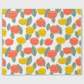 Koralen en goudbloemen cadeaupapier (Vlak)