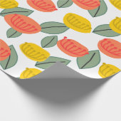 Koralen en goudbloemen cadeaupapier (Hoek)