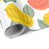 Koralen en goudbloemen cadeaupapier (Rol Hoek)