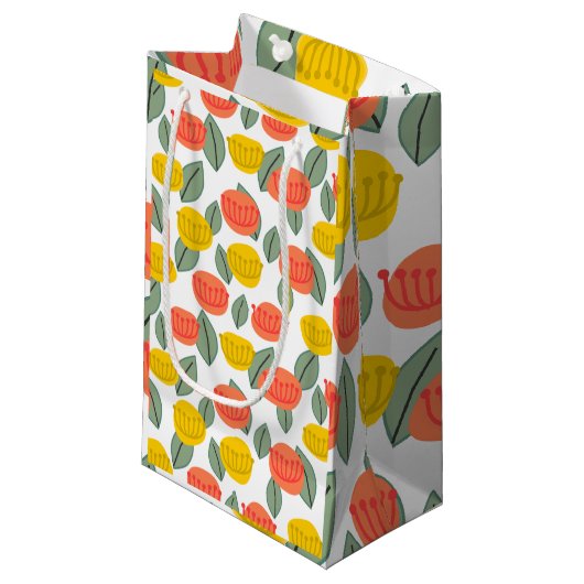 Koralen en goudbloemen klein cadeauzakje (Voorkant Gekanteld)