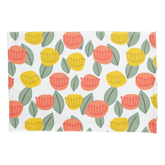 Koralen en goudbloemen kussensloop (Voorkant)