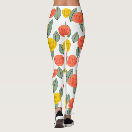 Koralen en goudbloemen leggings (Achterkant)