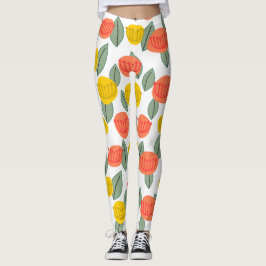 Koralen en goudbloemen leggings