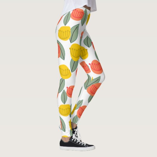 Koralen en goudbloemen leggings (Rechts)
