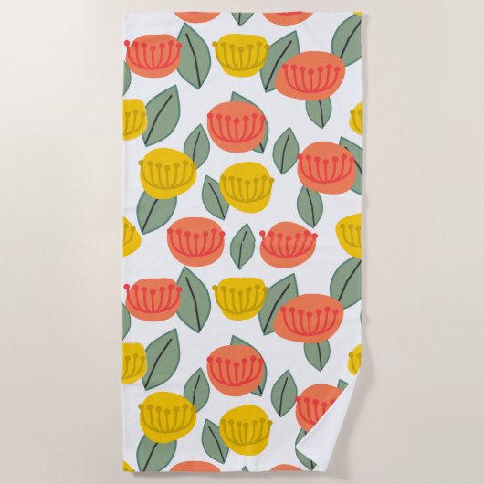 Koralen en goudbloemen strandlaken (Voorkant)