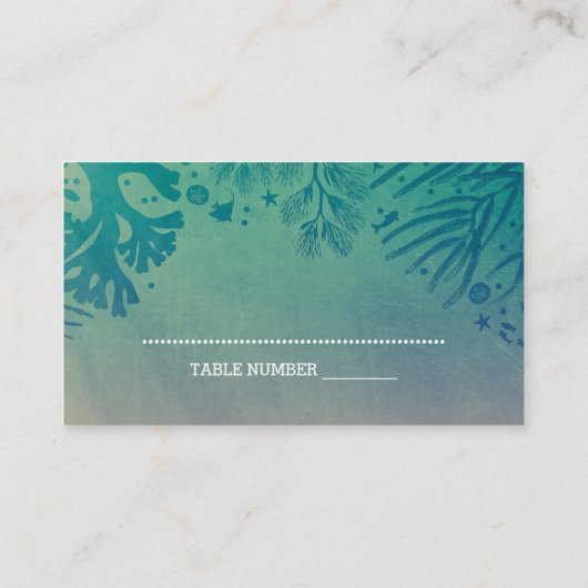 Koralen en tropische oceaanschatten Blauwgroen Plaatskaartje (Achterkant)