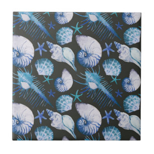 Koralen met schelpenpatroon tegeltje
