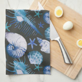 Koralen met schelpenpatroon theedoek (Quarter Fold)