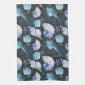 Koralen met schelpenpatroon theedoek (Verticaal)