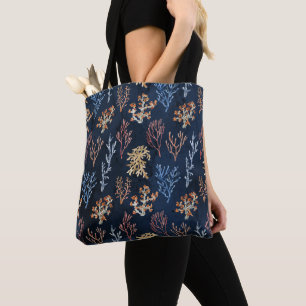 Koralen onder water levenspatroon tote bag