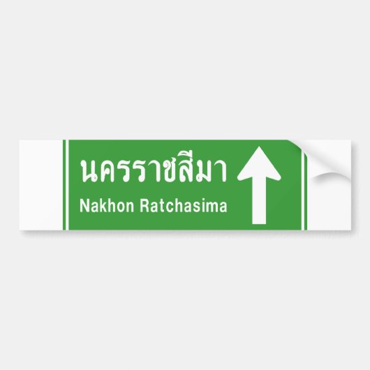 Korat Ahead ⚠ Thai Highway Traffic Sign ⚠ Bumpersticker (Voorkant)