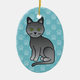 Korat Kat Schattige Cartoon Illustratie Keramisch Ornament