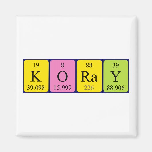 Koray periodieke table name magnet (Voorkant)