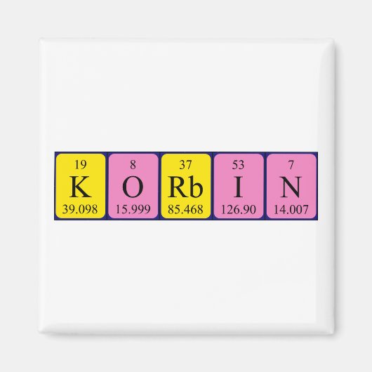 Korbin periodieke tabelnaam magneet (Voorkant)
