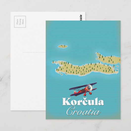 Korčula Kroatië kaart (Voorkant / Achterkant)