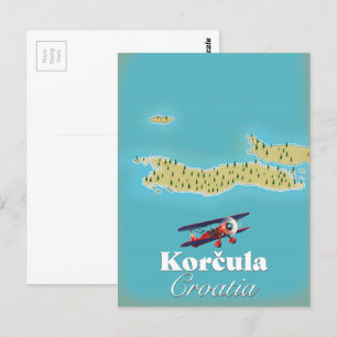 Korčula Kroatië-kaart Briefkaart