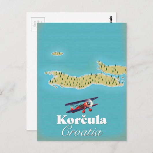 Korčula Kroatië-kaart Briefkaart (Voorkant / Achterkant)