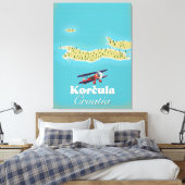 Korčula Kroatië-kaart Canvas Afdruk (Insitu (Slaapkamer))