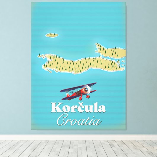 Korčula Kroatië-kaart Canvas Afdruk (Insitu (Houten vloer))