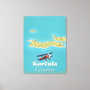 Korčula Kroatië-kaart Canvas Afdruk
