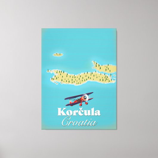 Korčula Kroatië-kaart Canvas Afdruk (Voorkant)