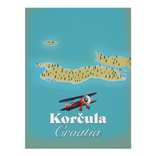 Korčula Kroatië-kaart Perfect Poster (Voorkant)