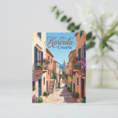 Korčula Oude Stad Steeg Kroatië Briefkaart (Staand voorkant)