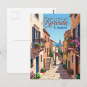 Korčula Oude Stad Steeg Kroatië Briefkaart (Voorkant / Achterkant)