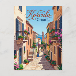 Korčula Oude Stad Steeg Kroatië Briefkaart