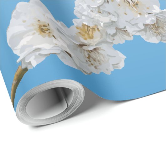 Korea Cherry Blossom White Cadeaupapier (Rol Hoek)