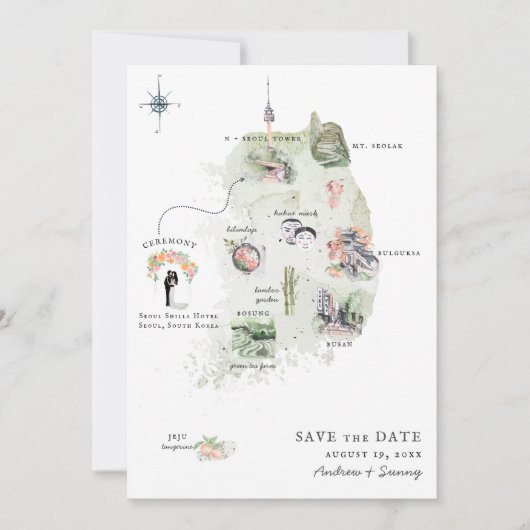 Korea | Destination Wedding Itinerary Map Kaart (Voorkant)