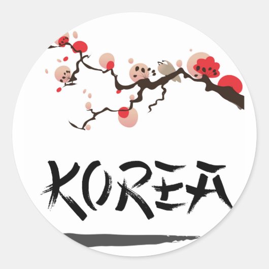 Korea Inkt vintage reisposter. Ronde Sticker (Voorkant)