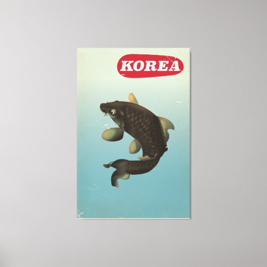 Korea Koi vintage stijl reisposter Canvas Afdruk (Voorkant)